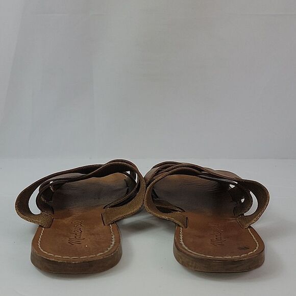 Madewell Boardwalk Woven Brown Leather Slide Women's Sandals - Picture 5 of 14